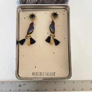 NEW Mercedes Salazar Bird Earrings with tassels, NWT